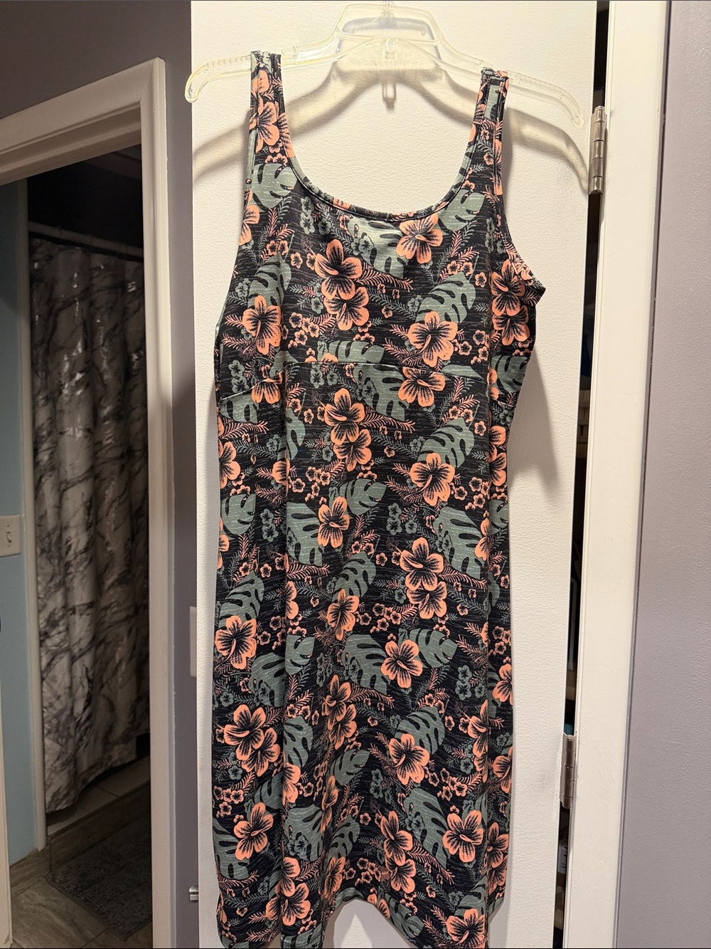 Columbia Peach Floral Tank Dress on Black
